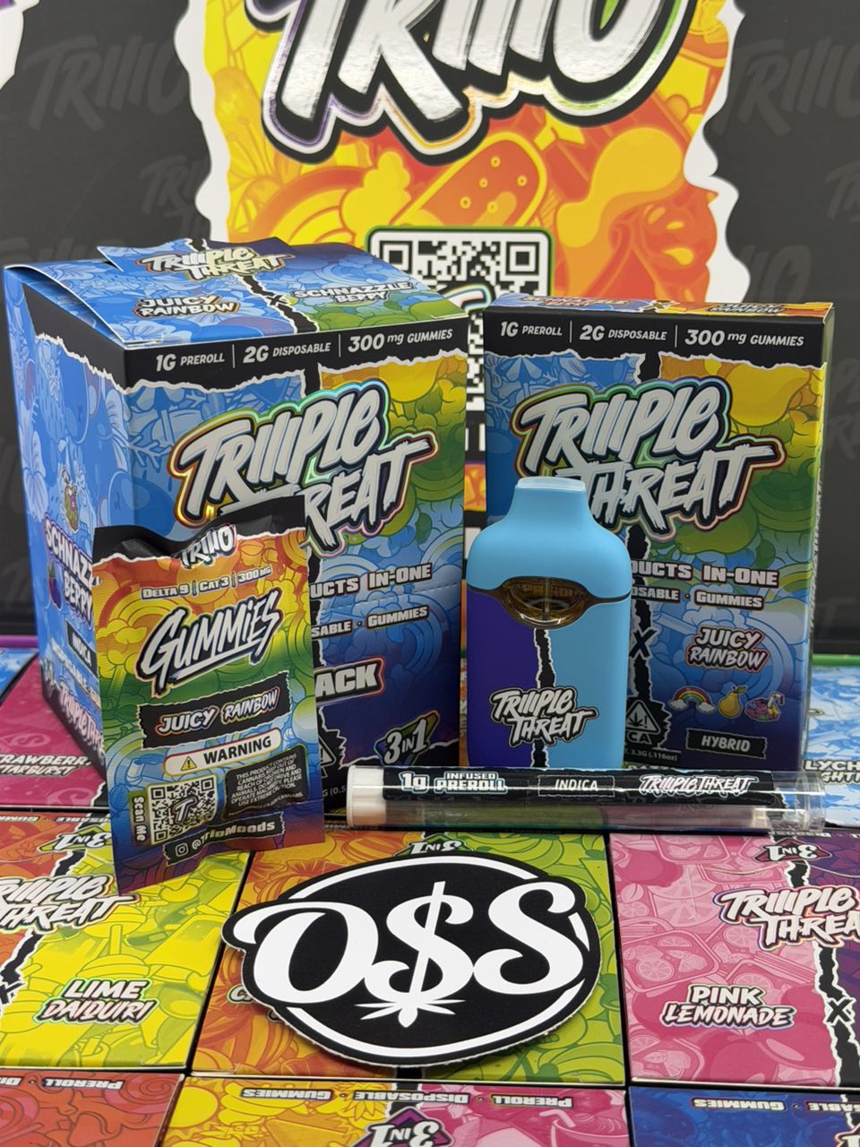 Authentic TRIIIO Disposable 2G - 1G pre roll + 300mg Gummies Authentic TRIIIO Disposable 2G - 1G pre roll + 300mg Gummies